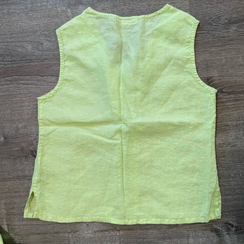 Bryn Walker green lime  Linen Sleeveless Top small - Picture 3 of 6